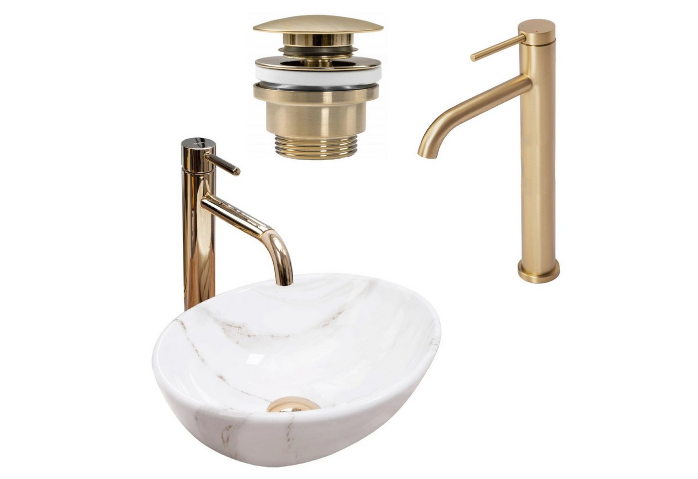 wohnwerk.idee Aufsatzwaschbecken Waschbecken Marmor Optik Gäste WC / Gäste Bad Sofia Mini 35x26cm Bild 5