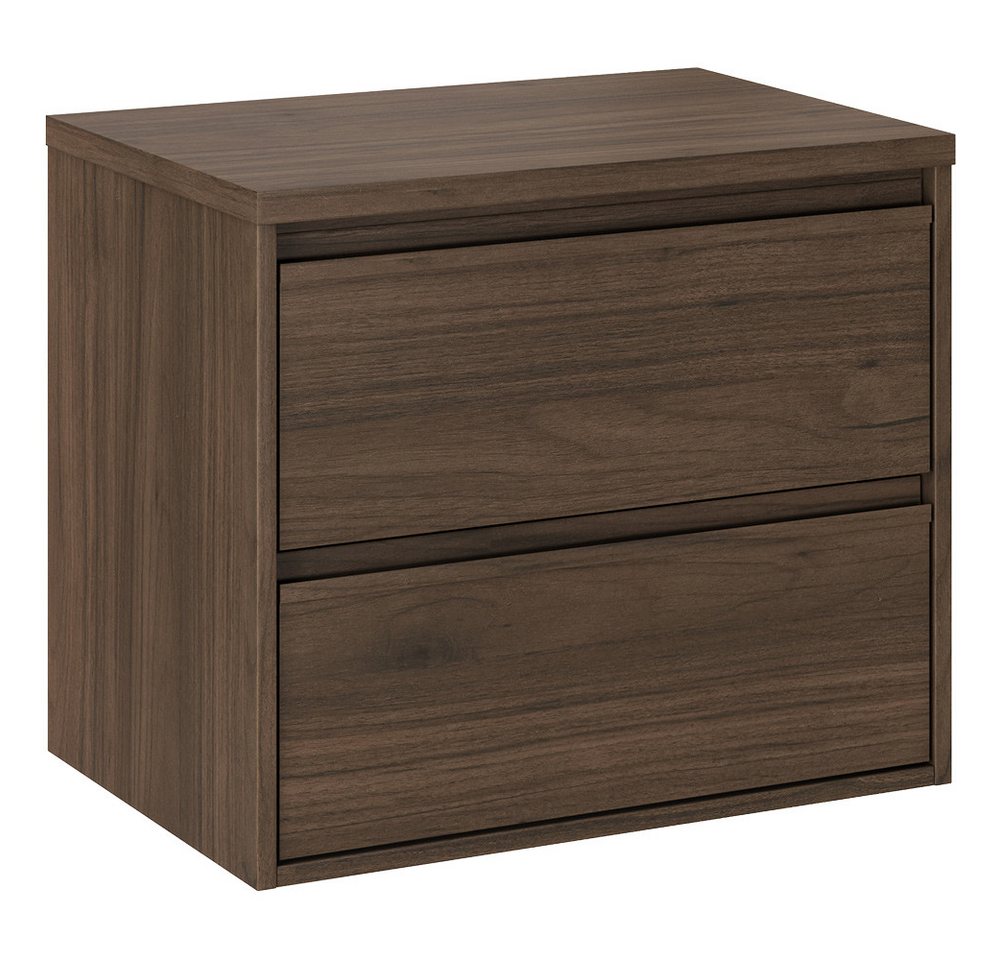 Lomadox Waschbeckenschrank VERZUOLO-56-WALNUT 60 cm breit in Walnuss, wandhängend, grifflos Bild 4