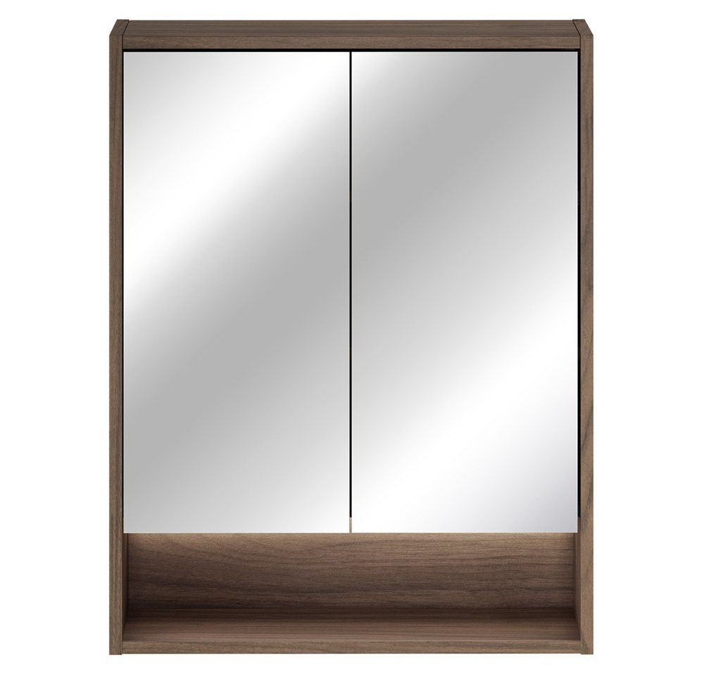 Lomadox Spiegelschrank VERZUOLO-56-WALNUT 60 cm breit in Walnuss, 2-türig, inkl. LED-Beleuchtung