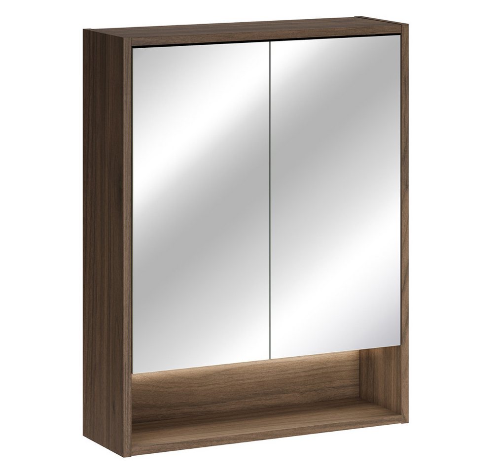 Lomadox Spiegelschrank VERZUOLO-56-WALNUT 60 cm breit in Walnuss, 2-türig, inkl. LED-Beleuchtung Bild 2