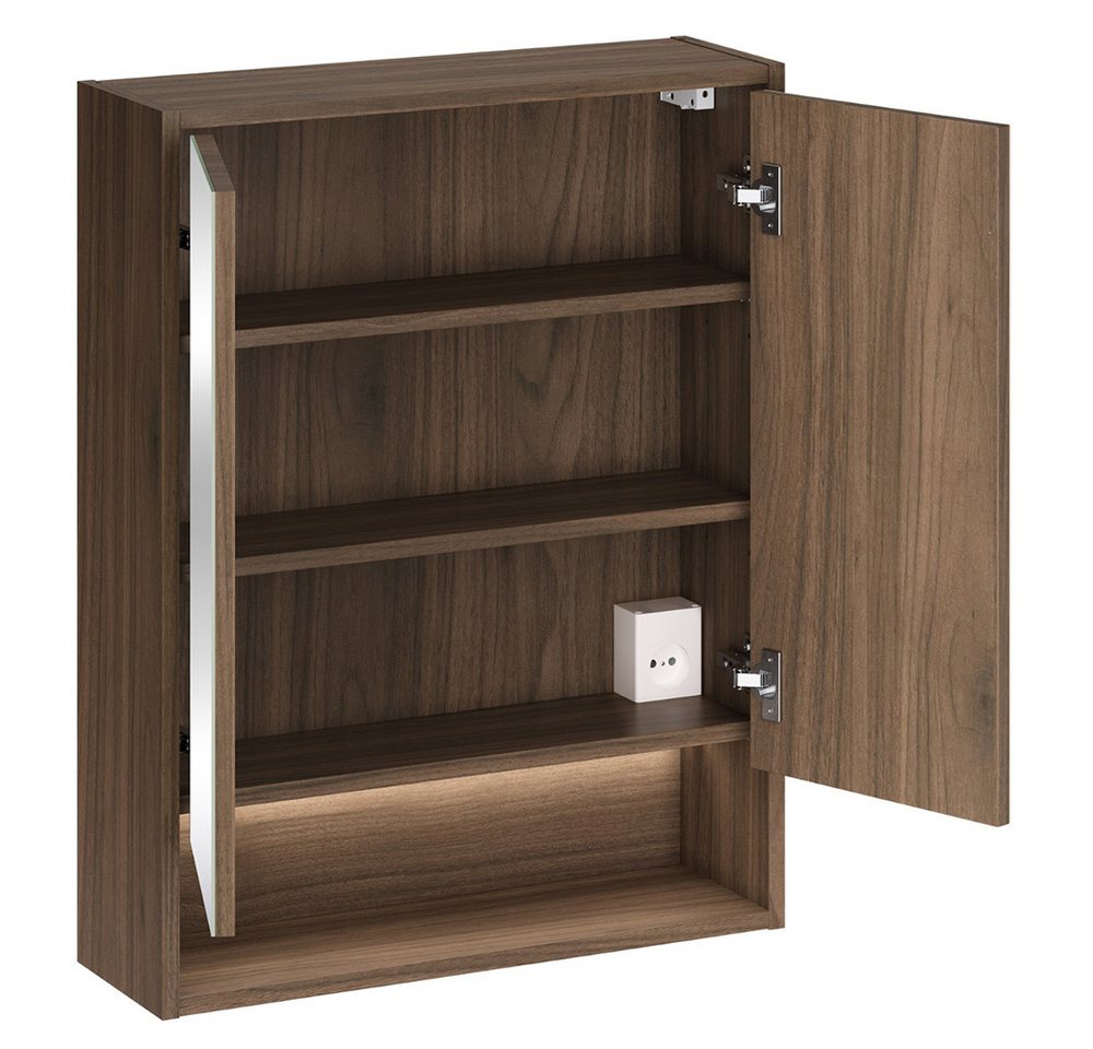 Lomadox Spiegelschrank VERZUOLO-56-WALNUT 60 cm breit in Walnuss, 2-türig, inkl. LED-Beleuchtung Bild 5
