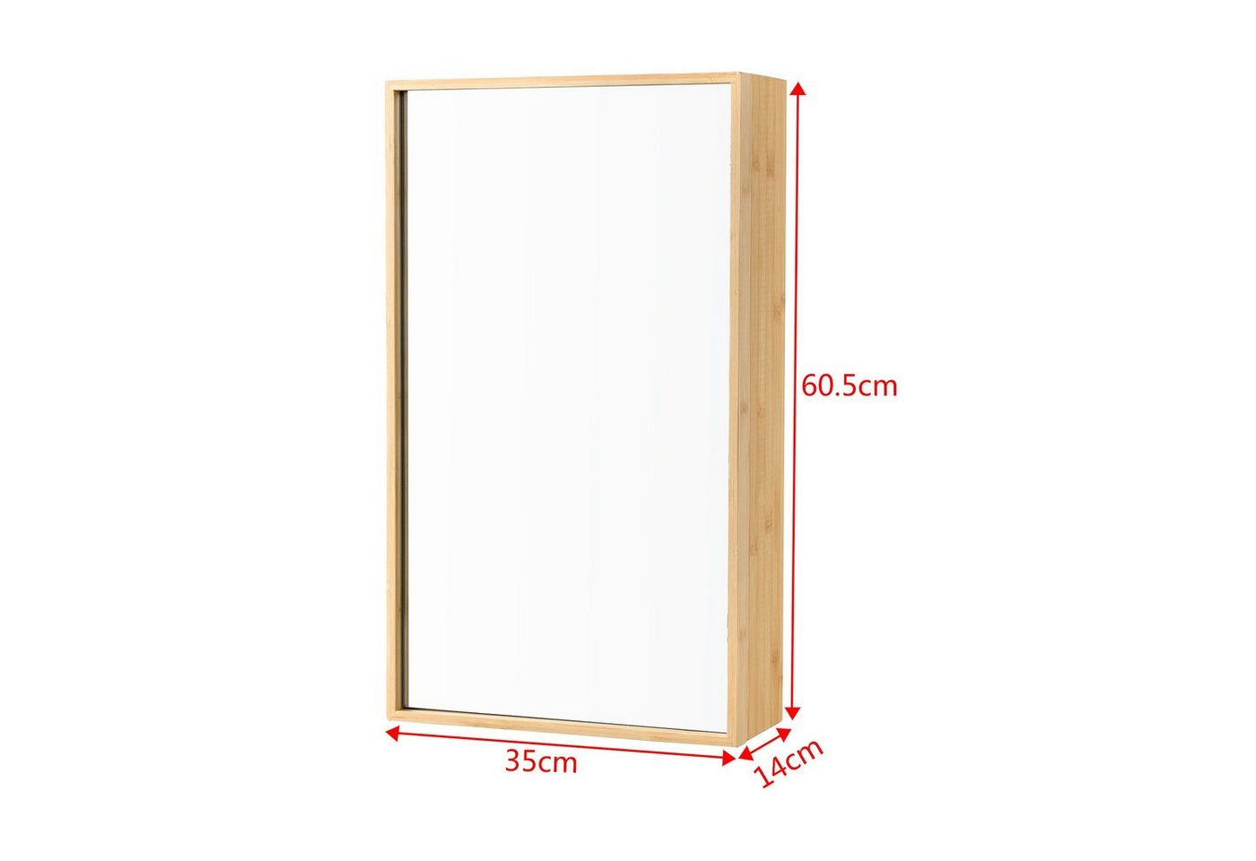 en.casa Spiegelschrank Ikorfat Badezimmer Schrank Bambus 60,5 x 35 x 14 cm Natur Bild 4