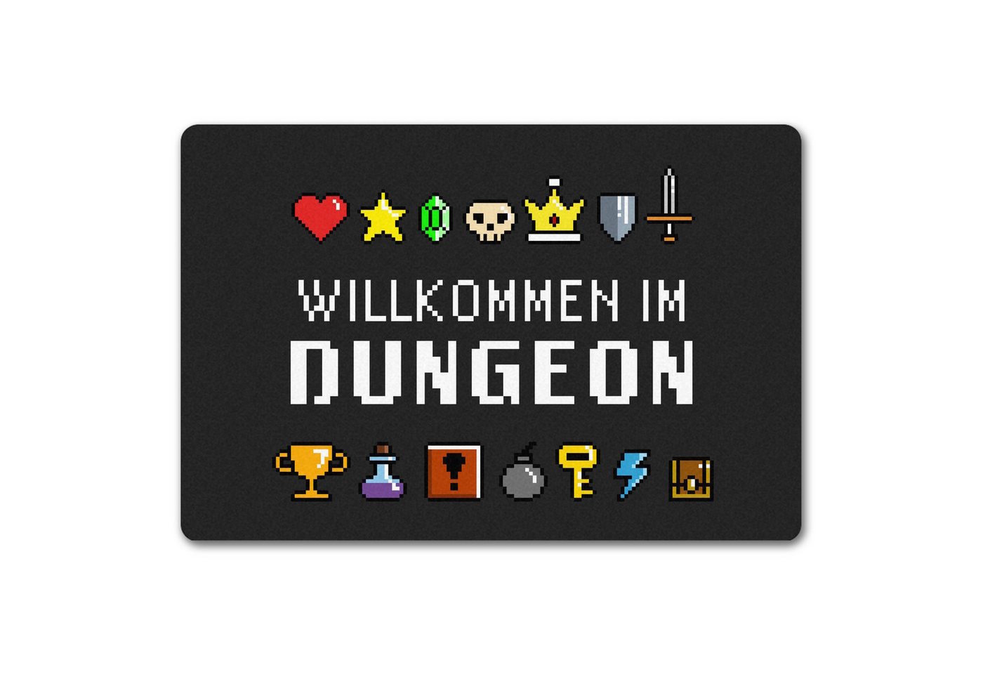 speecheese Fußmatte Willkommen im Dungeon Fußmatte in 40x60 cm ohne Rand für Gamer mit