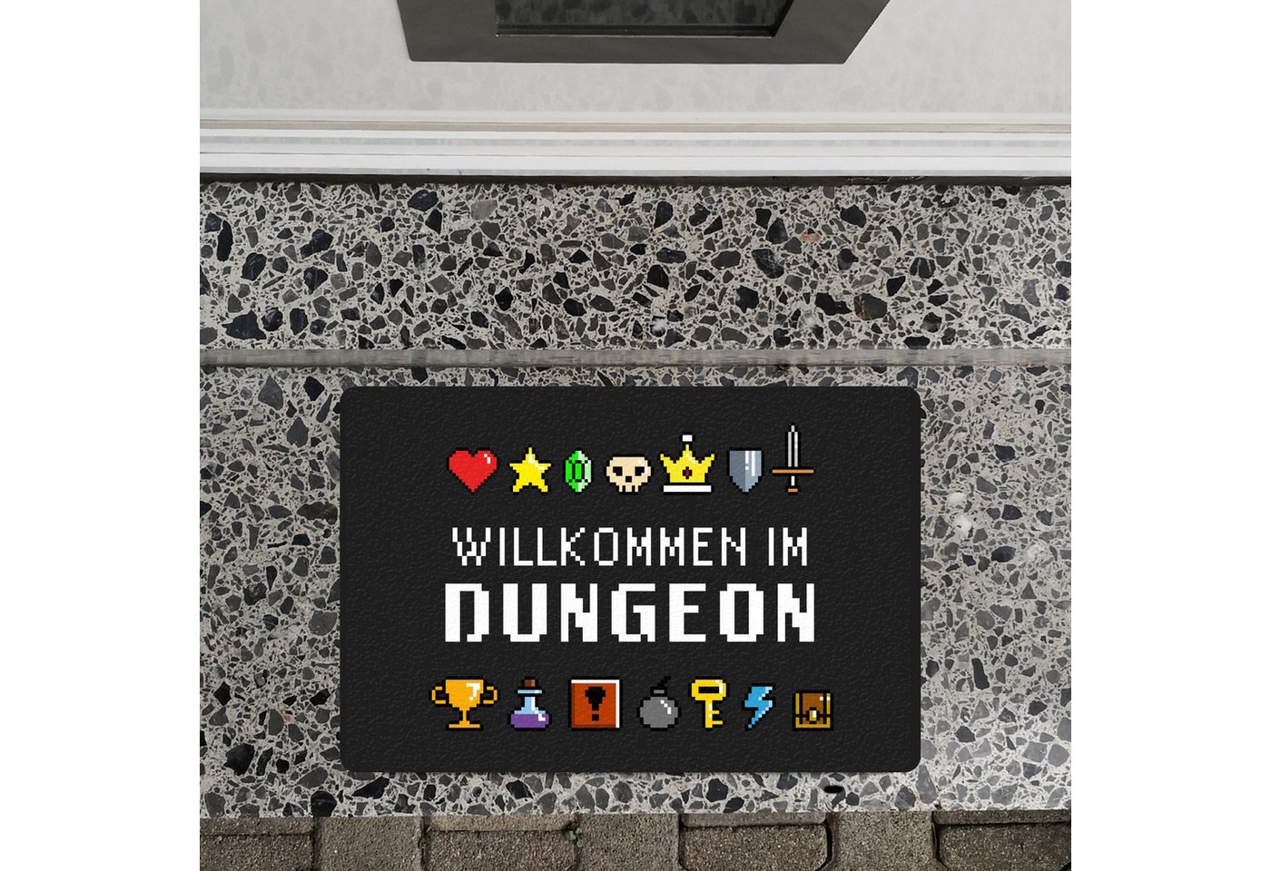speecheese Fußmatte Willkommen im Dungeon Fußmatte in 40x60 cm ohne Rand für Gamer mit Bild 2