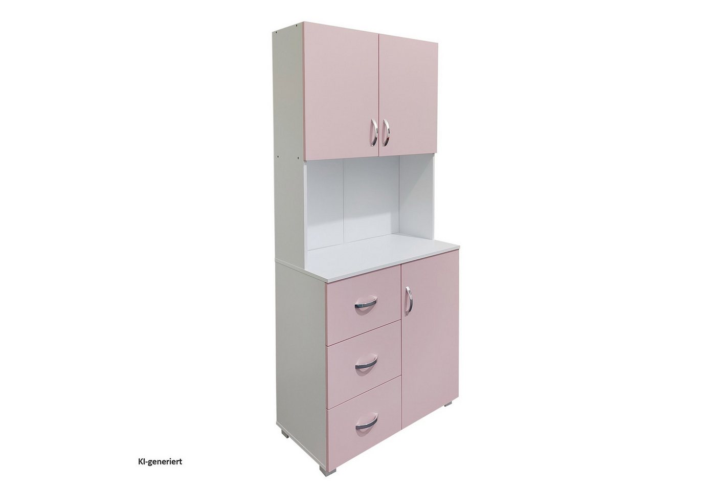 HTI-Living Küchenbuffet Küchenschrank Blanca Rosa Weiß (1 Stück, 1-St., 1 Schrank) Küchenbuffet 6 Regalfächer 3 Schubladen Bild 2
