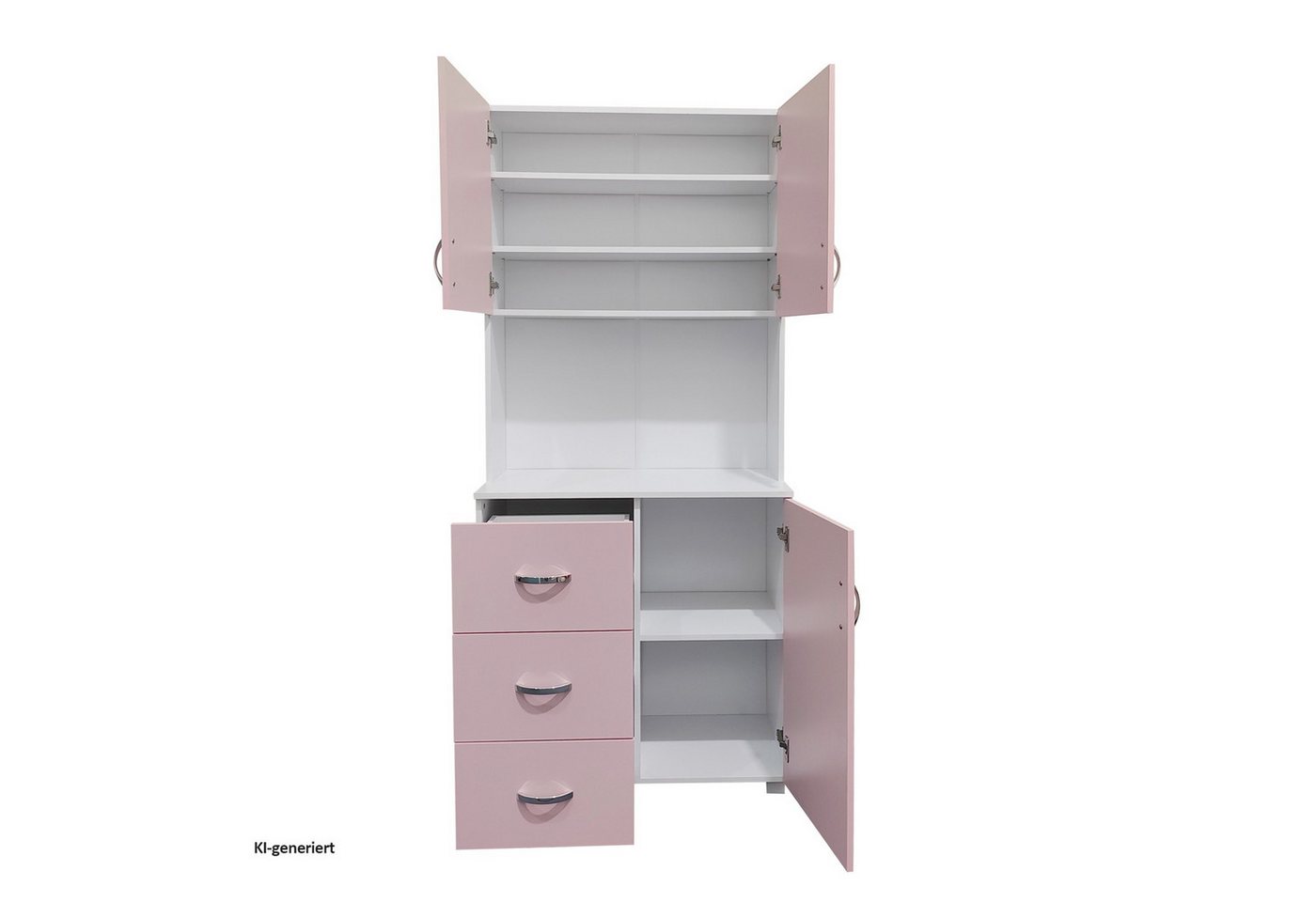 HTI-Living Küchenbuffet Küchenschrank Blanca Rosa Weiß (1 Stück, 1-St., 1 Schrank) Küchenbuffet 6 Regalfächer 3 Schubladen Bild 4