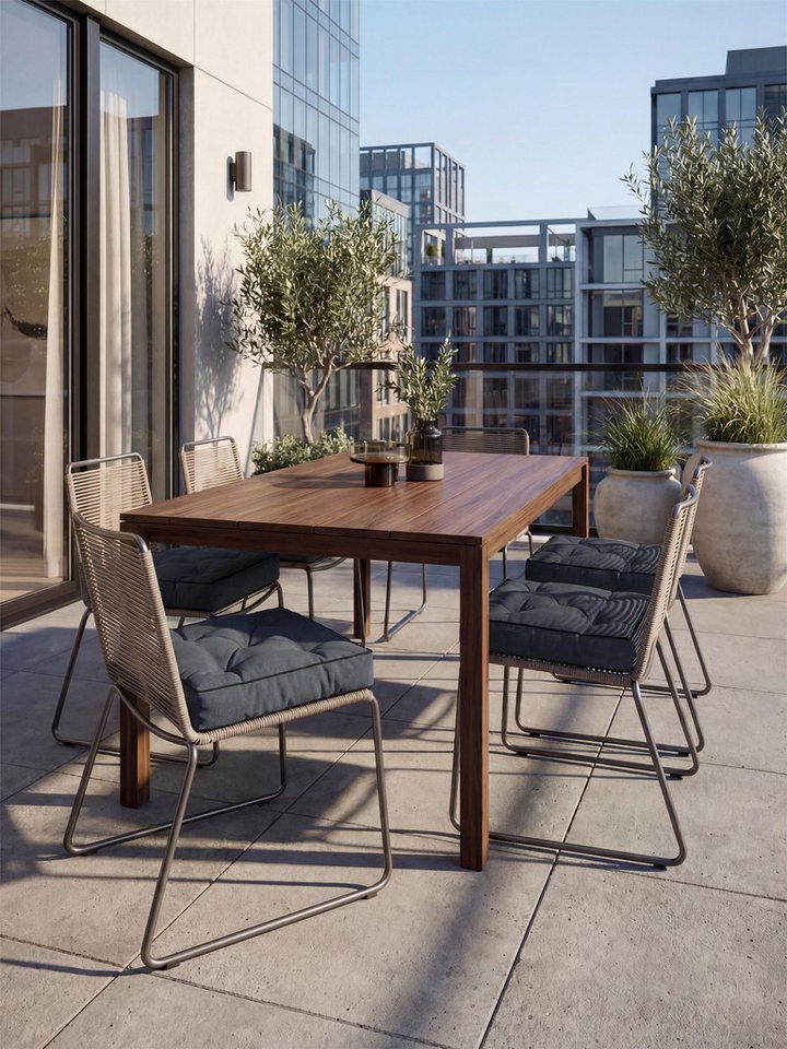 Aspero Sitzauflage 6 Stuhlkissen 45x45 cm Murcia, Gepolsterte Outdoor Auflage mit Steppung Bild 3