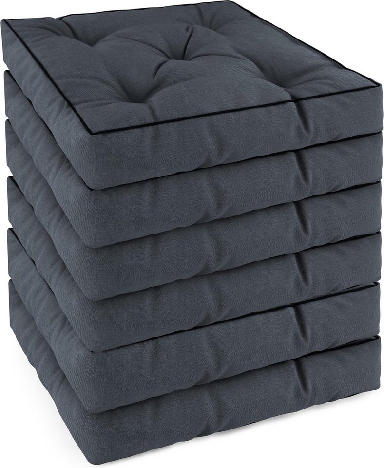 Aspero Sitzauflage 6 Stuhlkissen 45x45 cm Murcia, Gepolsterte Outdoor Auflage mit Steppung Bild 4
