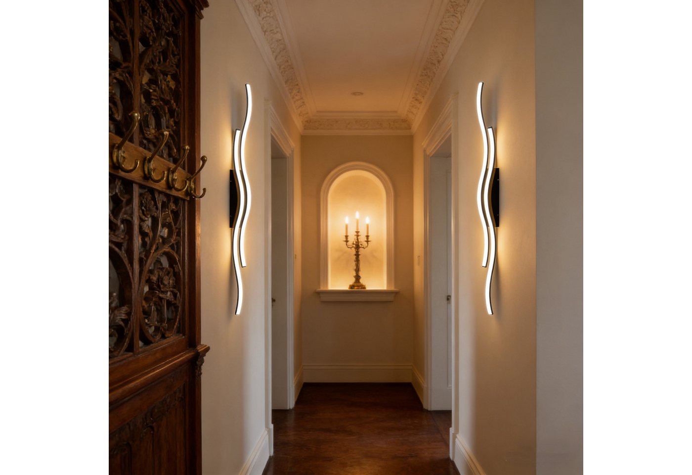 Jibenhome LED Wandleuchte LED Wandleuchte Innen Wandlampe Wave Line,Minimalistische, LED fest integriert, mit Fernbedienung & Touch-Steuerung,3000K-6000K,Timer Bild 2