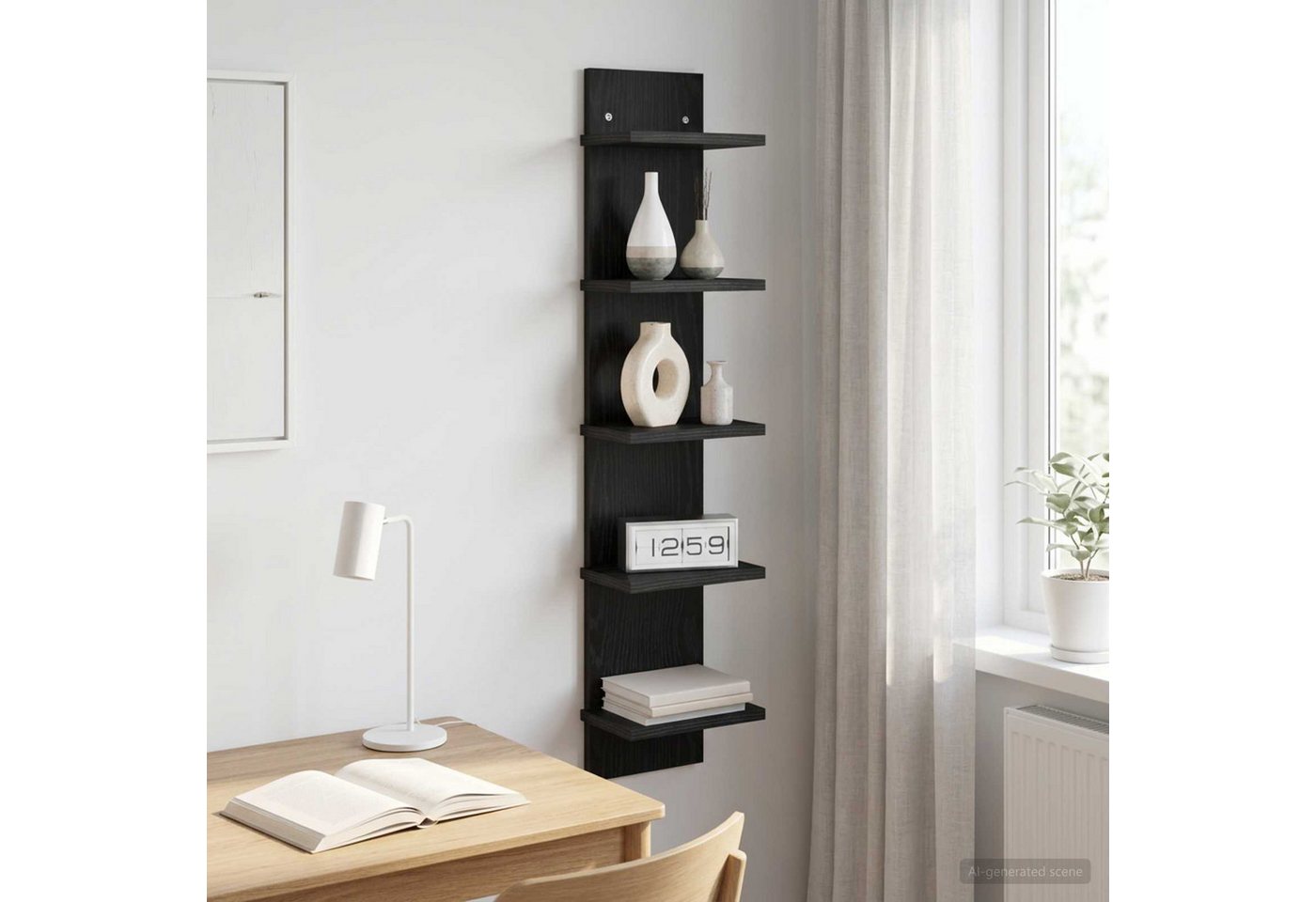 vidaXL Regal Wandregal Schwarze Eiche 22 x 15 x 100 cm Holzwerkstoff, 1-tlg. Bild 4