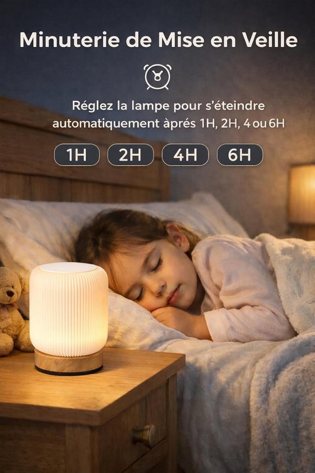 Fyrove LED Nachtlicht Touch‑Nachttischlampe, dimmbares LED‑Nachtlicht, USB‑Anschluss, LED fest integriert, Soft-Light-Touch-Steuerung,Nachtlicht für Kinder,3 Helligkeitsstufen Bild 4
