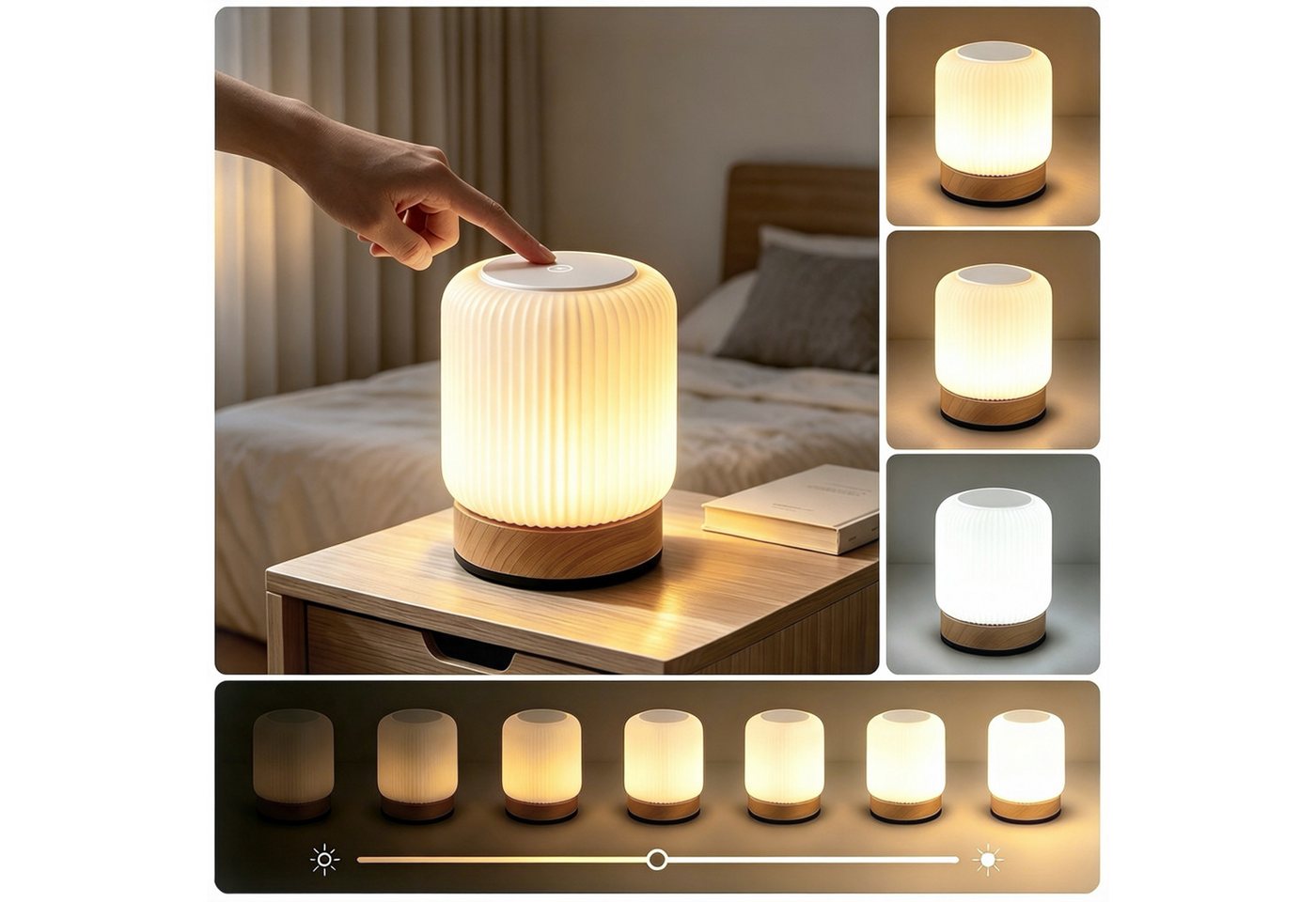 Fyrove LED Nachtlicht Touch‑Nachttischlampe, dimmbares LED‑Nachtlicht, USB‑Anschluss, LED fest integriert, Soft-Light-Touch-Steuerung,Nachtlicht für Kinder,3 Helligkeitsstufen Bild 5