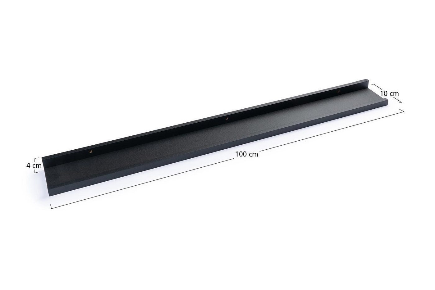 Home4You Wandregal Bilderleiste, Schwarz Matt, PVC, MDF, B 100 x H 10 x T 4 cm