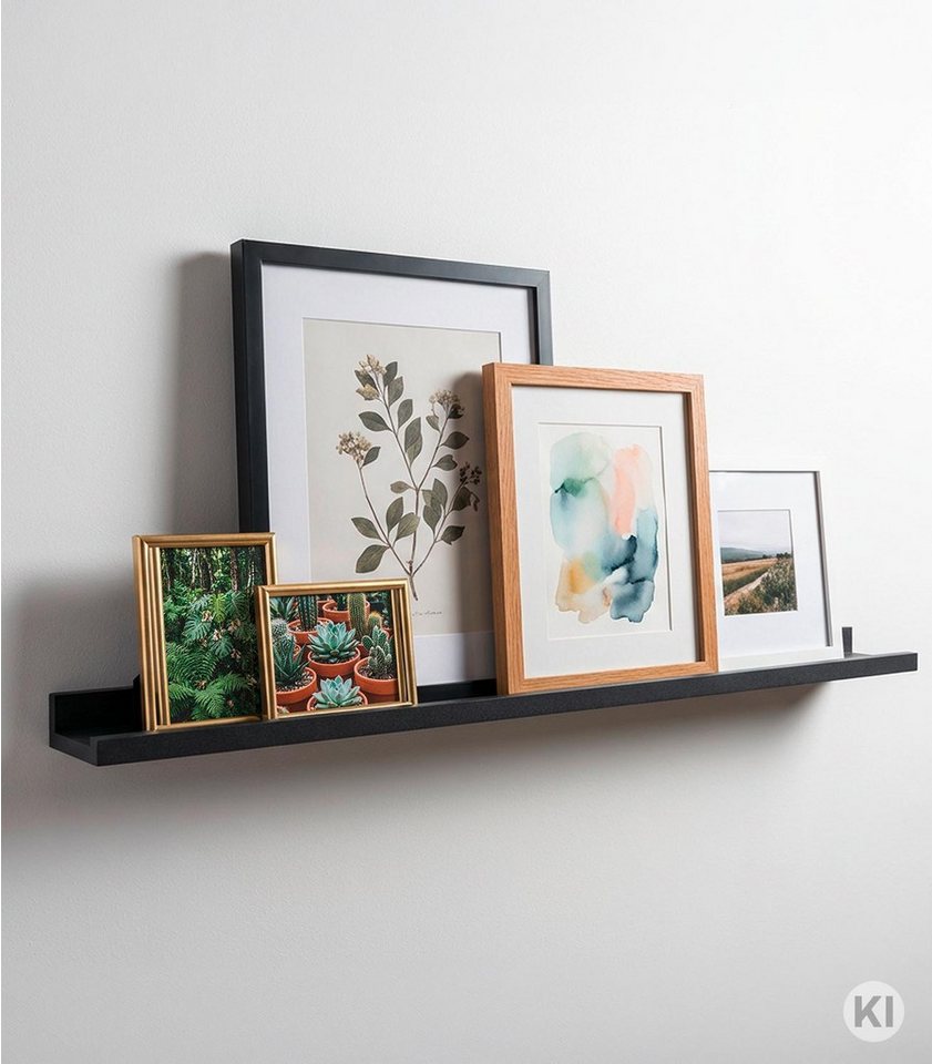 Home4You Wandregal Bilderleiste, Schwarz Matt, PVC, MDF, B 100 x H 10 x T 4 cm Bild 4