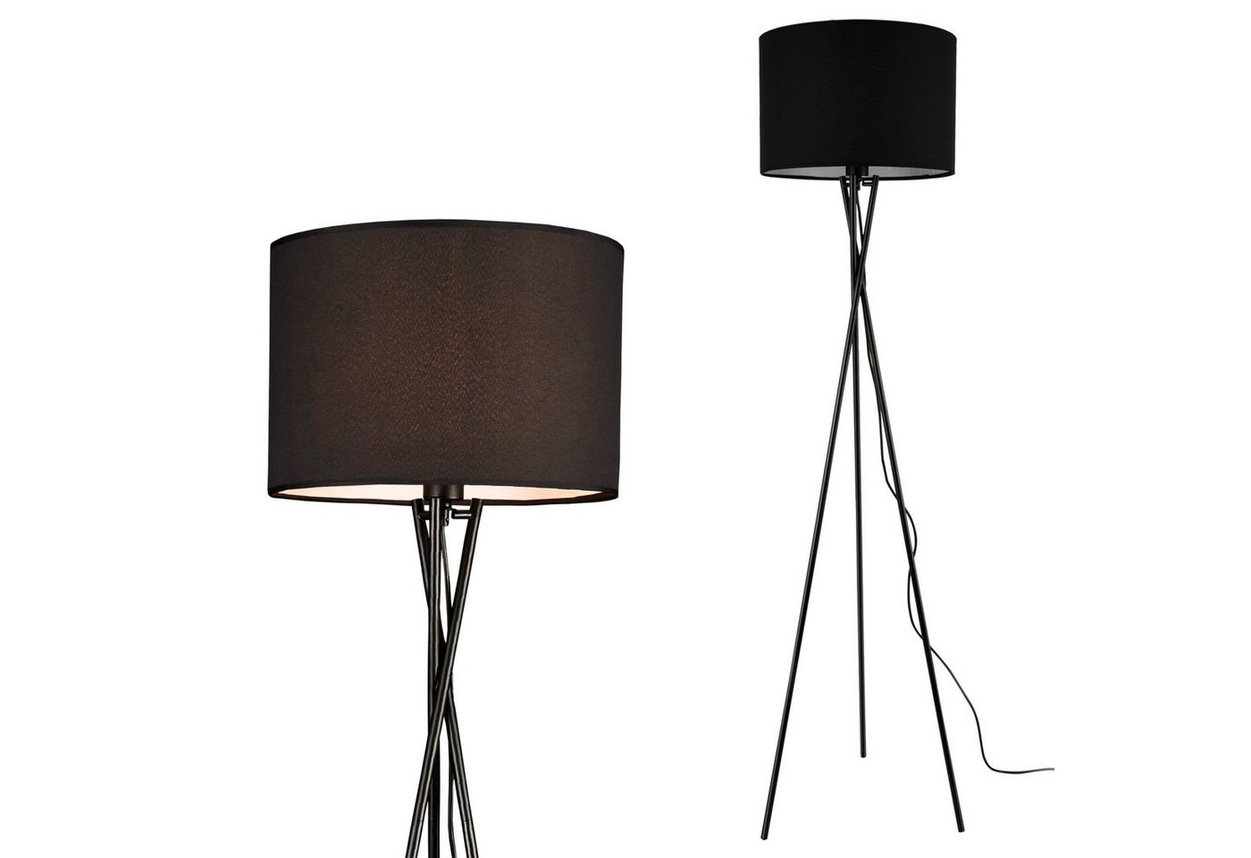 lux.pro Stehlampe, ohne Leuchtmittel, »Grenoble« Stehleuchte 154cm Dreifuß Schwarz