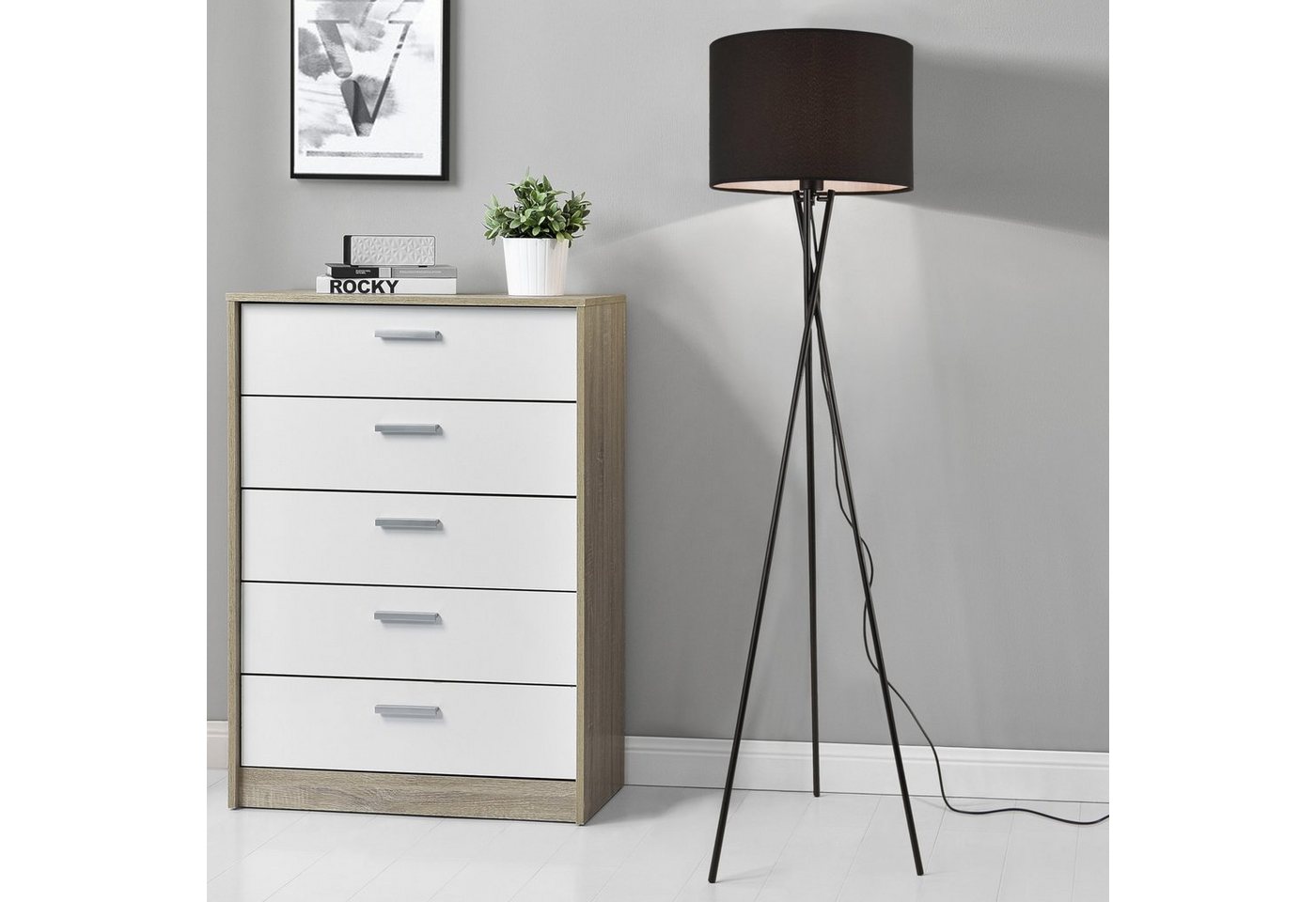 lux.pro Stehlampe, ohne Leuchtmittel, »Grenoble« Stehleuchte 154cm Dreifuß Schwarz Bild 3