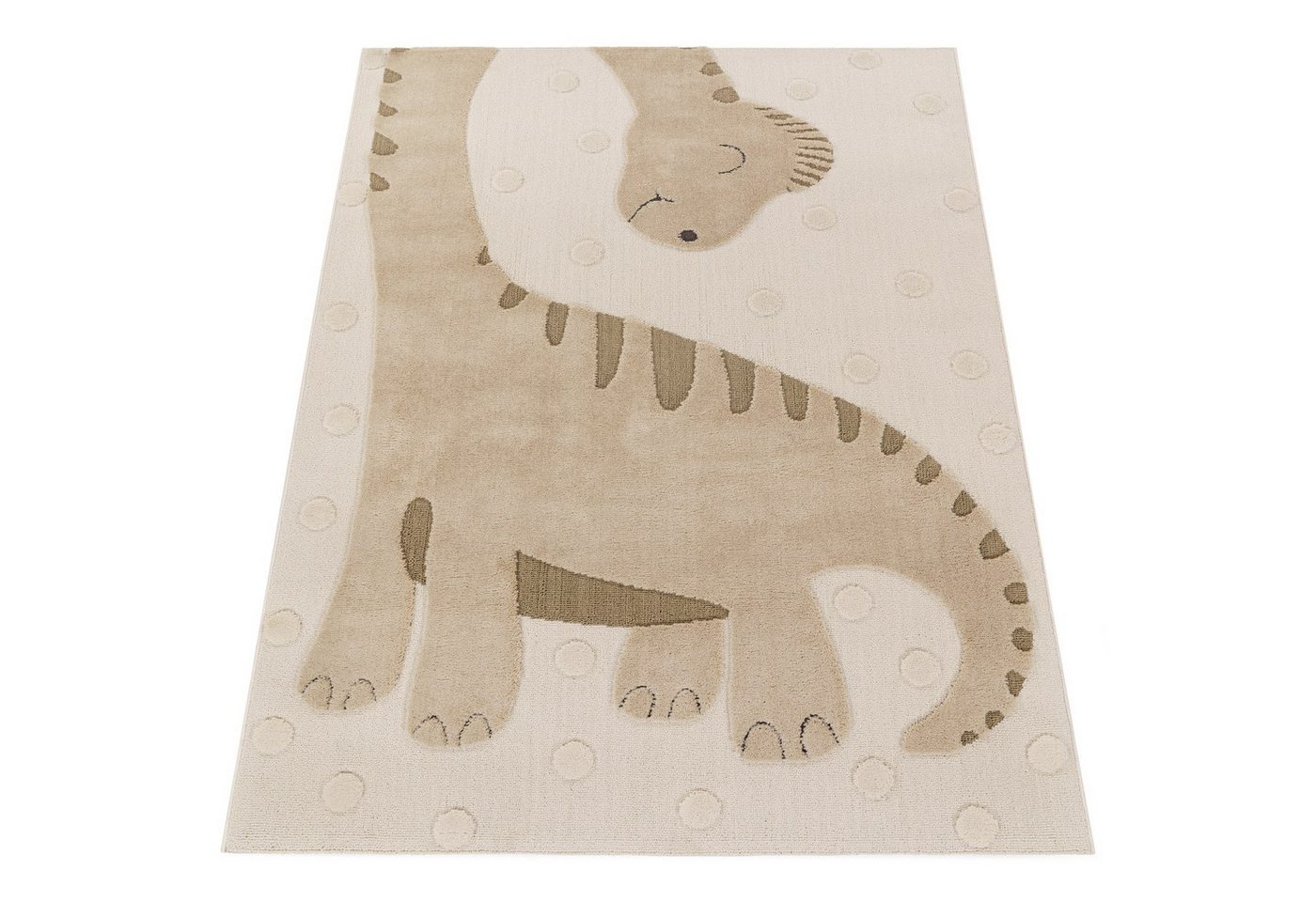 KADIMA DESIGN Kinderteppich kleiner Dinosaurier Kinderzimmer schmutzabweisend Teppich Kinder, Läufer, Höhe: 21 mm, Florhöhe: 17 mm, 100% Polyester, Läufer, 80x150cm, Beige Bild 3