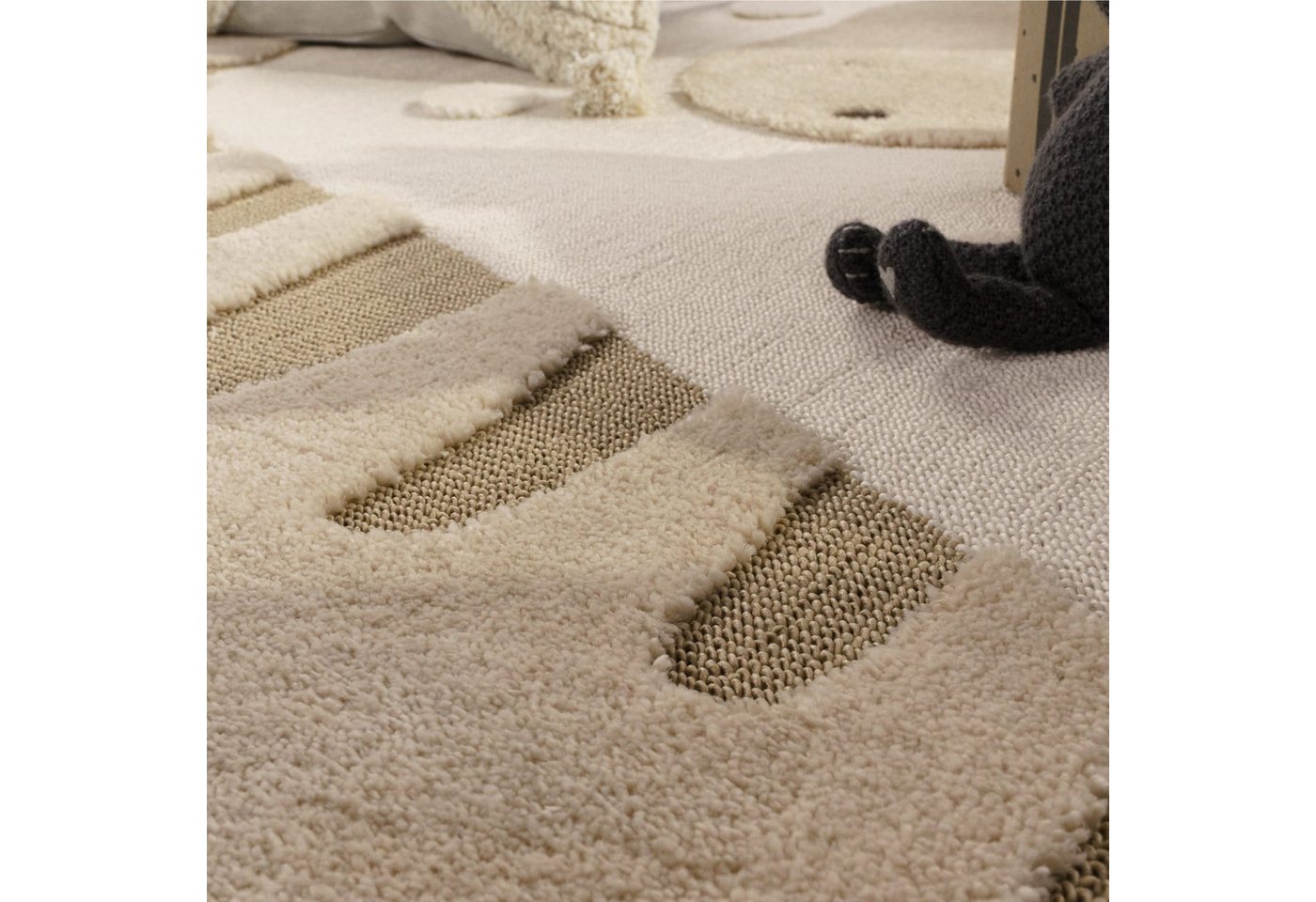 KADIMA DESIGN Kinderteppich kleiner Dinosaurier Kinderzimmer schmutzabweisend Teppich Kinder, Läufer, Höhe: 21 mm, Florhöhe: 17 mm, 100% Polyester, Läufer, 80x150cm, Beige Bild 4