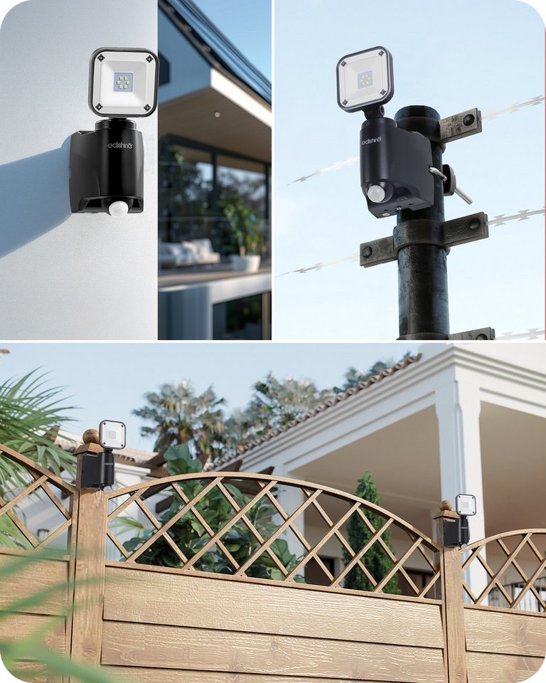 EDISHINE LED Wandstrahler mit Bewegungsmelder Außen, Batterie Strahler, LED fest integriert, IP44, Verstellbar Bild 2
