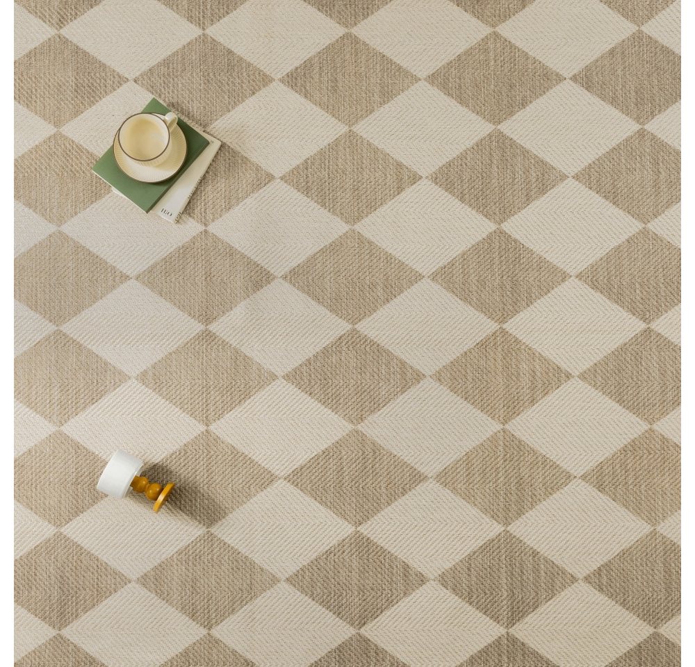 PURECOZY Teppich Juteteppich Innenteppiche Karomuster Modernes Design, Rechteckig, Höhe: 5 mm, 120x180cm Juteteppich Karomuster Innenteppich Bild 2