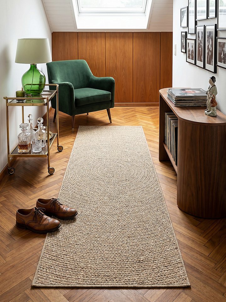 KADIMA DESIGN Teppich CORDEV Teppichläufer Natur 60x90 Berber Polypropylen Wohnraum, Rechteckig, Höhe: 4 mm, Saugroboter-geeignet, Strapazierfähig, Farbecht, Pflegeleicht