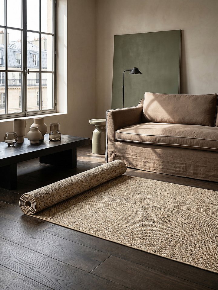 KADIMA DESIGN Teppich CORDEV Teppichläufer Natur 60x90 Berber Polypropylen Wohnraum, Rechteckig, Höhe: 4 mm, Saugroboter-geeignet, Strapazierfähig, Farbecht, Pflegeleicht Bild 4