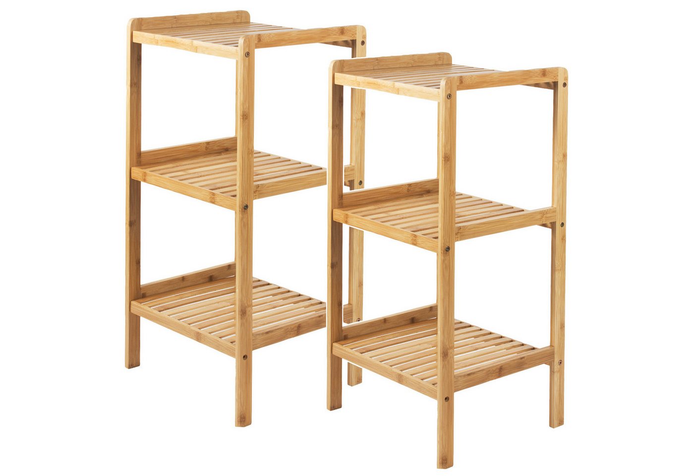 GreenBlue Badregal GB321 Bambus Badregal Badezimmerregal Standregal, 2-tlg., 3 Ablagen Holzregal 37x33x78 cm Bild 4