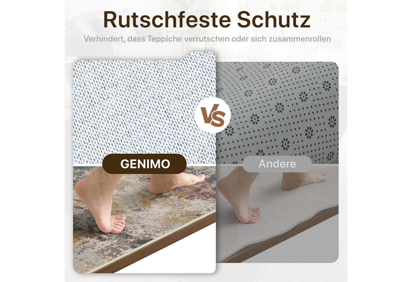 GENIMO Teppich Wohnzimmer Teppich, Boho Vintage, waschbar, rutschfest, rechteckig, 80X150cm, mehrfarbig Bild 5