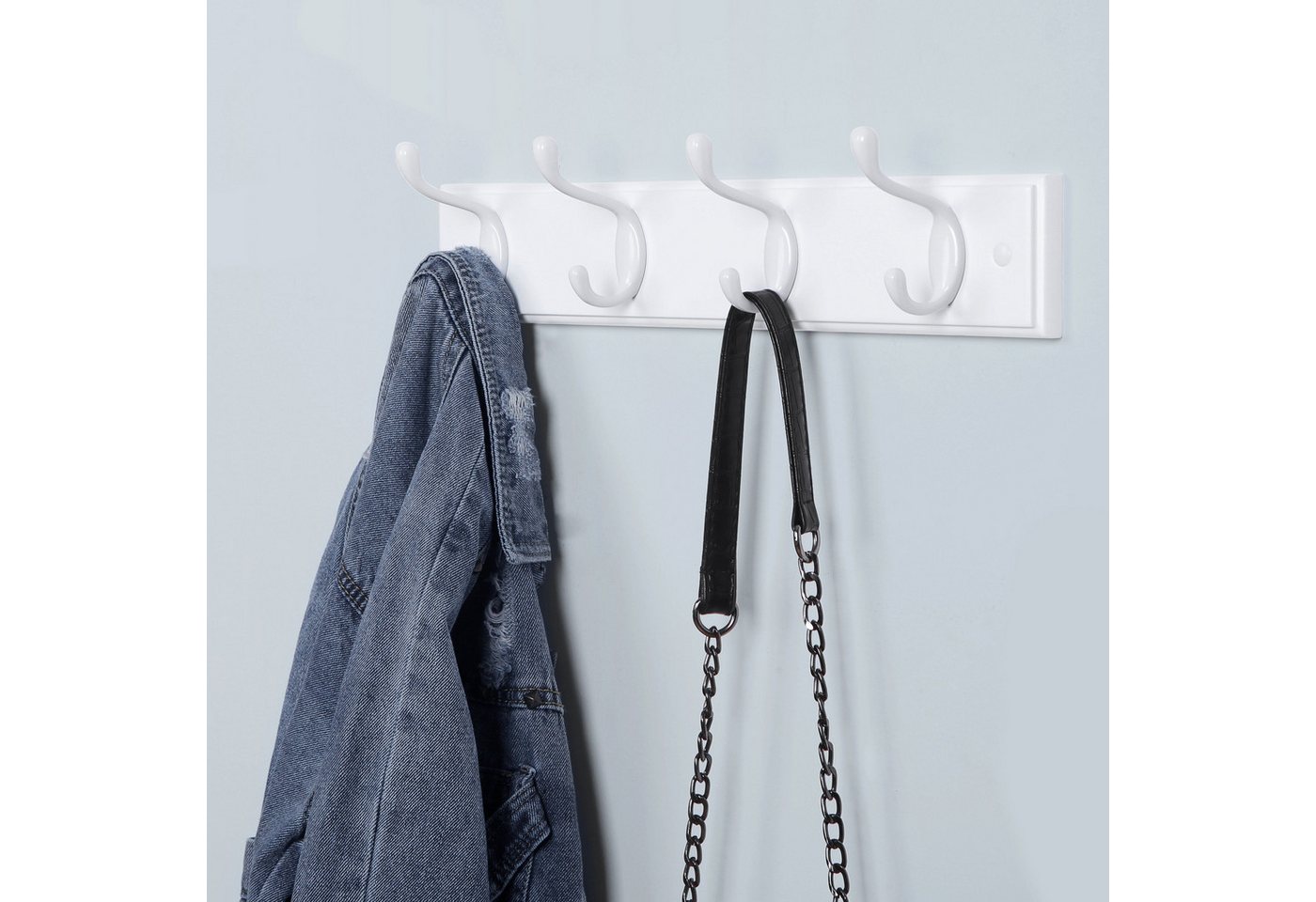 SONGMICS Wandgarderobe Garderobe für Taschen, Mäntel, Möbel für Eingangsbereich, mit 4 Doppelhaken aus Aluminiumlegierung