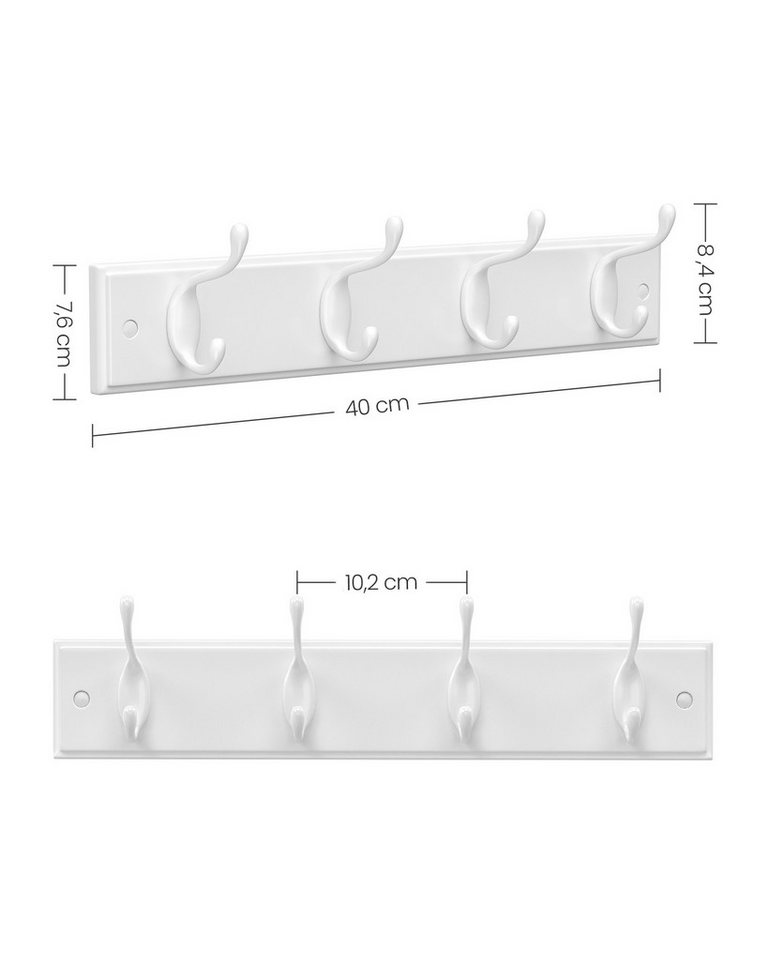 SONGMICS Wandgarderobe Garderobe für Taschen, Mäntel, Möbel für Eingangsbereich, mit 4 Doppelhaken aus Aluminiumlegierung Bild 4