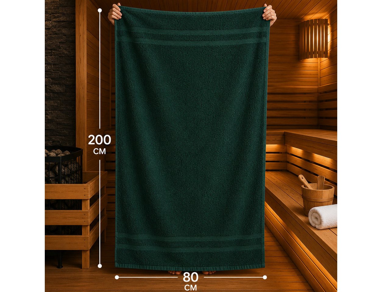 Komfortec Saunatuch Premium XXL Saunatuch 4er Set - 80x200 cm, Frottee (Set, 4-St), extra Große, XXL Saunatuch, 100% Baumwolle, Weich, Schnelltrocknend Bild 2