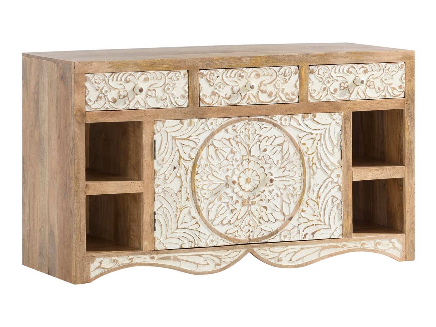 massivum Waschtisch Delhi 130cm aus Echtholz Badezimmer Schrank massiv (1-St) Bild 4