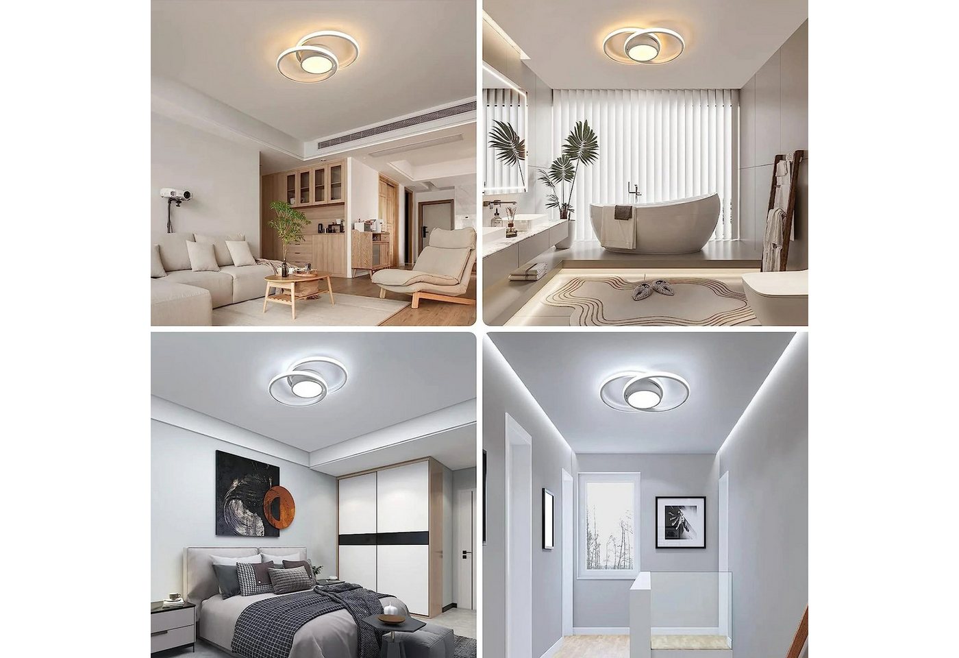 Riserva LED Deckenleuchte LED Deckenleuchte Weiß 40W dimmbar mit Fernbedienung für Wohnzimmer, LED wechselbar