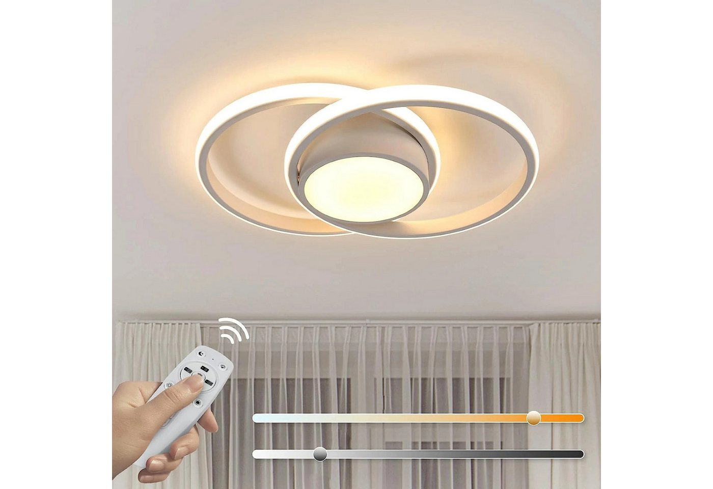 Riserva LED Deckenleuchte LED Deckenleuchte Weiß 40W dimmbar mit Fernbedienung für Wohnzimmer, LED wechselbar Bild 5