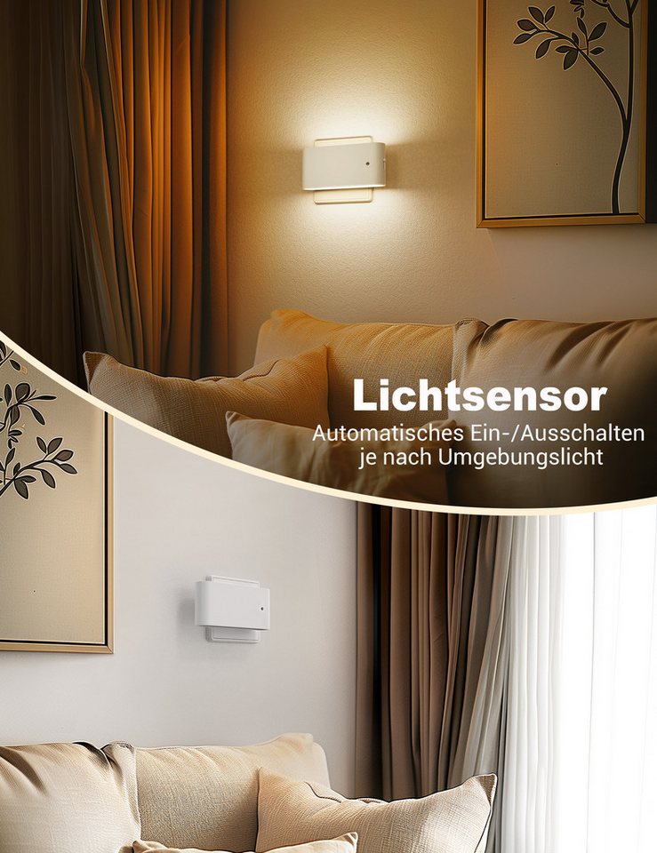 LOHAS-LED LED Nachtlicht Modernes Nachtlicht mit Up-Down-Licht, Sensor, 3000K, für Flur, 2er-Set steckbares Treppenlicht mit Bewegungs- und Lichtsensor Bild 2