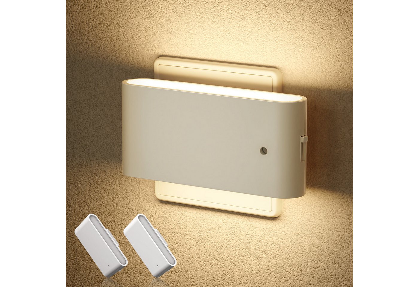 LOHAS-LED LED Nachtlicht Modernes Nachtlicht mit Up-Down-Licht, Sensor, 3000K, für Flur, 2er-Set steckbares Treppenlicht mit Bewegungs- und Lichtsensor Bild 5