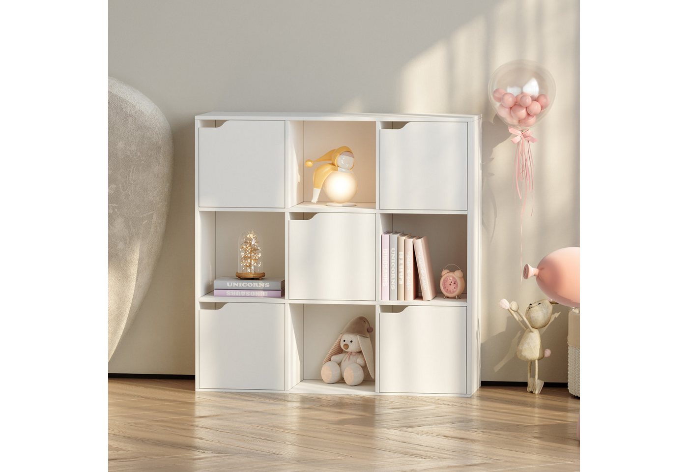 en.casa Kinderregal, »Ljunshund« mit 9 Fächern Würfel 90x90x30 cm Weiß Bild 2