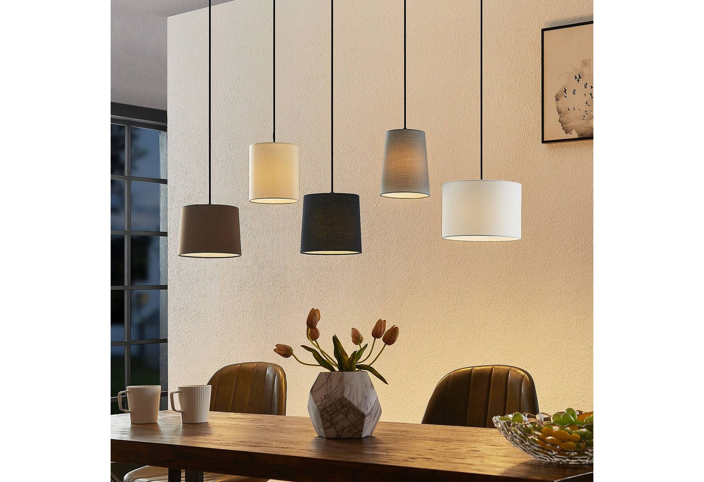 Lindby Hängeleuchte Amilia, Holz IP20, 5 x 60 W Bild 5