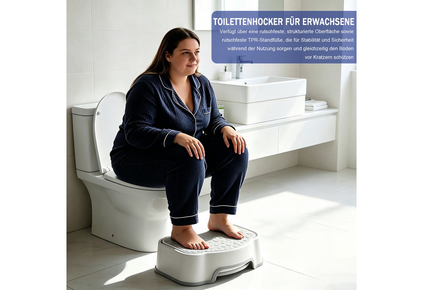 AKKEE Toiletten-Stuhl Toilettenhocker Erwachsene, Ergonomischer Toilettenhocker, Rutschfester Badezimmer-Kindertoilettenhocker Bild 4