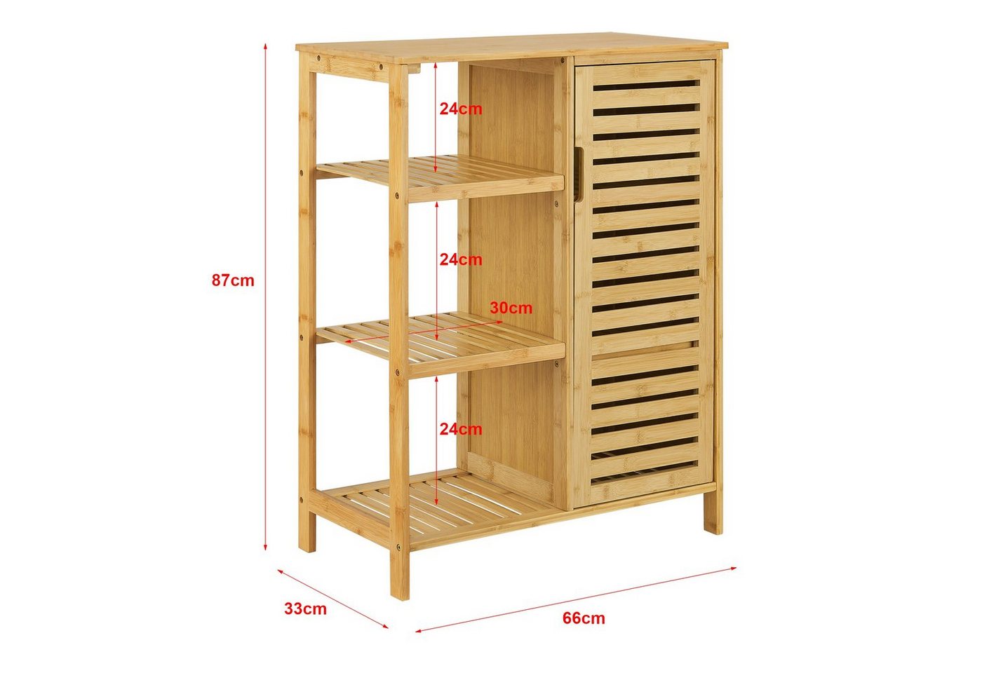 en.casa Badregal, Vetlanda Bambusregal 87x66x33 cm Natur Bild 5