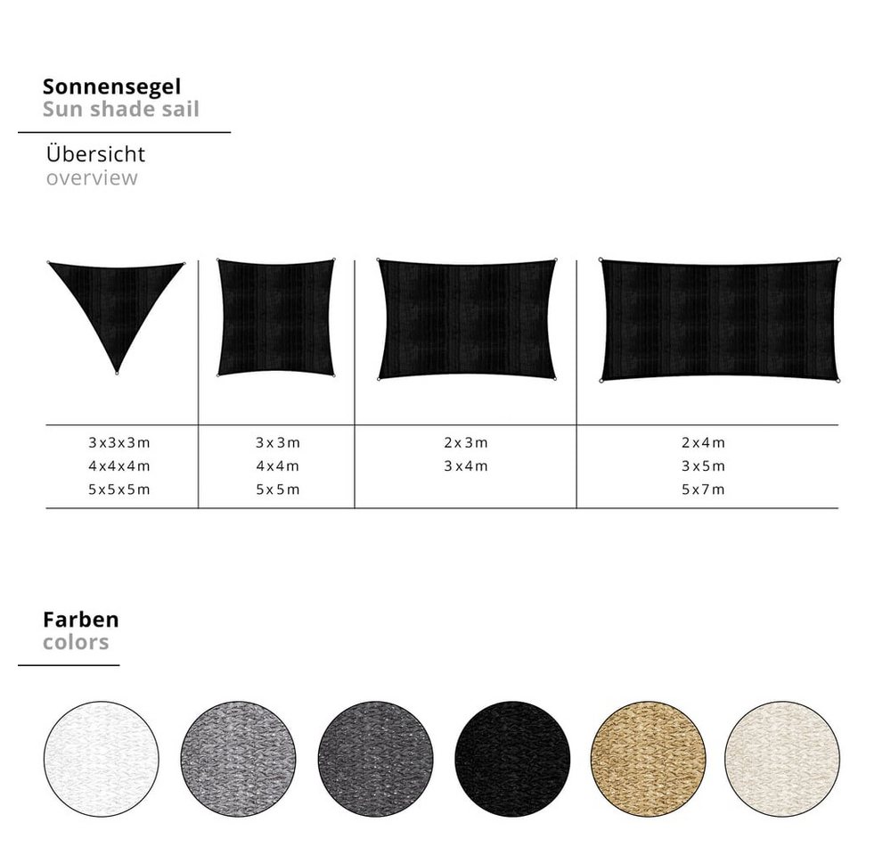 Lumaland Sonnensegel inkl. Befestigungsseile 3x3m Bild 4