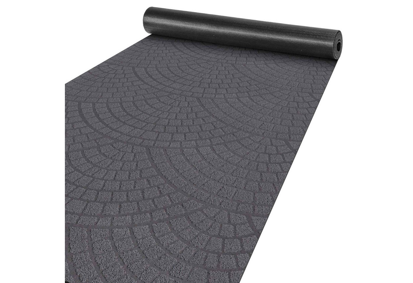 ANRO Küchenläufer Teppichläufer DAVIS Velours Läufer, Eckig, Bodenläufer 100x100cm Mosaik Anthrazit pflegeleicht Bild 2