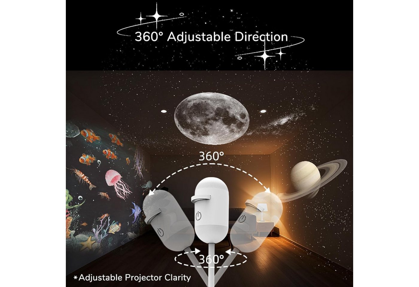 FELIXLEO LED-Sternenhimmel 5D Hologramm Sternprojektor USB Galaxie Mond Nachtlicht 3 Filme Bild 5