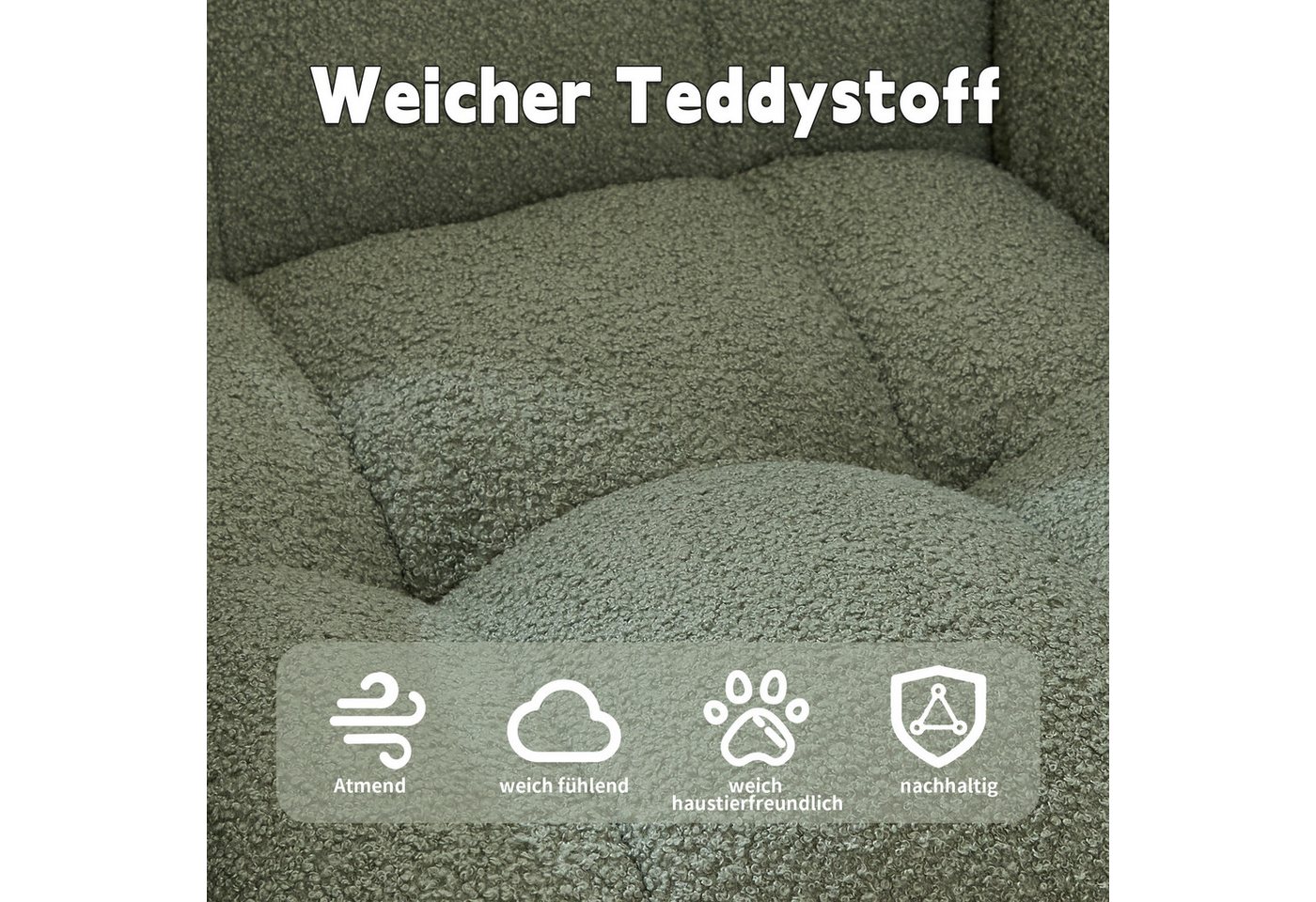 Vankel Schaukelstuhl Schaukelstuhl mit Hocker, Teddy-Bezug und hoher Rückenlehne Bild 2