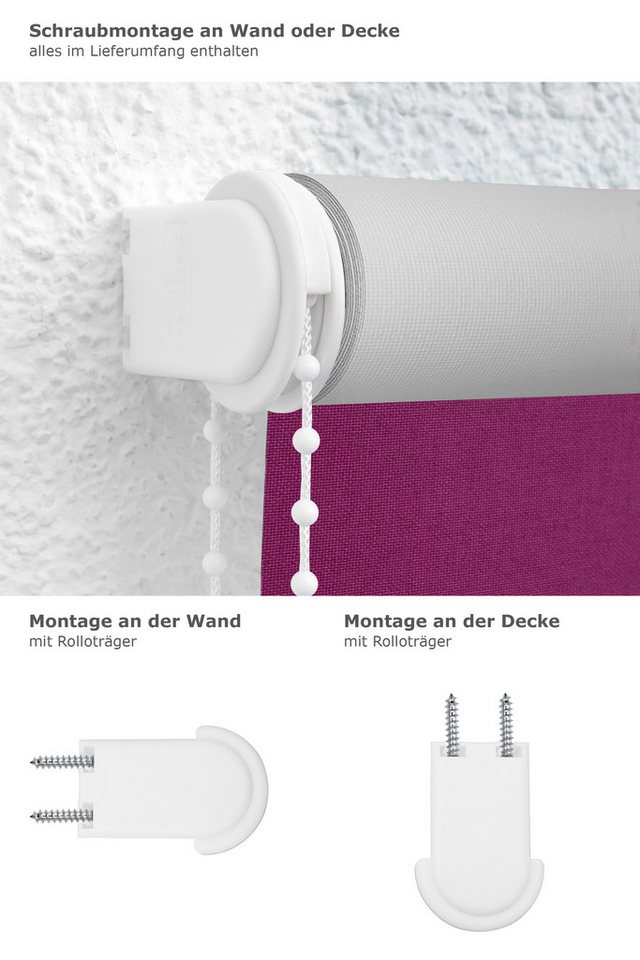 Verdunklungsrollo Verdunkelungsrollo Dunkelmagenta, LYSEL®, abdunkelnd, HxB 190x152.5cm Bild 3