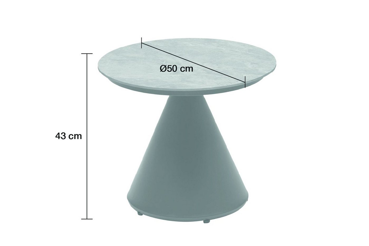 dasmöbelwerk Gartentisch Couchtisch Madison Beistelltisch Gartentisch Ø50x43 Betonoptik Keramik