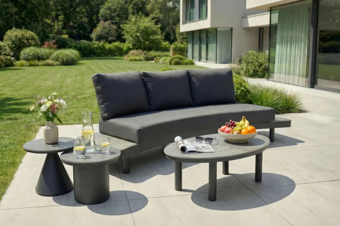 dasmöbelwerk Gartentisch Couchtisch Madison Beistelltisch Gartentisch Ø50x43 Betonoptik Keramik Bild 3