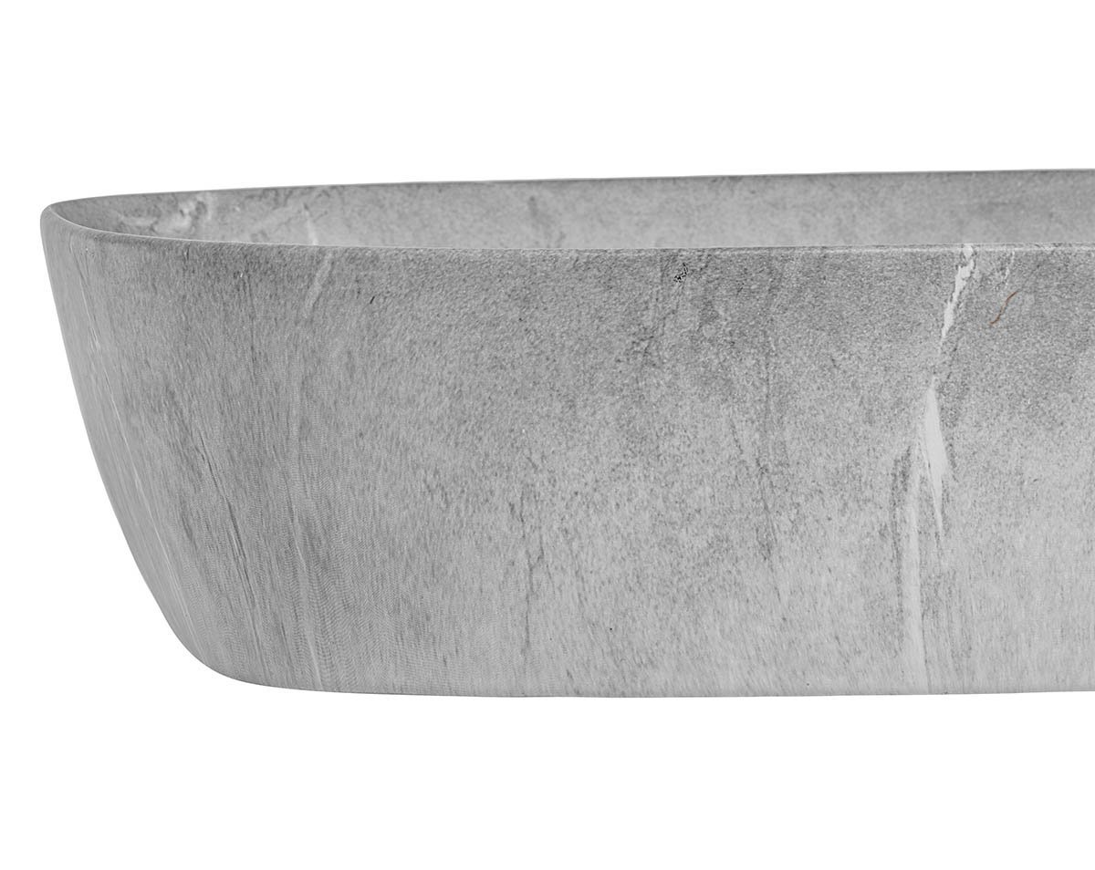 einfachgutemoebel Waschtisch-Set Aufsatz-Waschbecken 50cm marmoriert, Keramik Schale, grau, (Waschbecken, 1-St., Waschbecken)