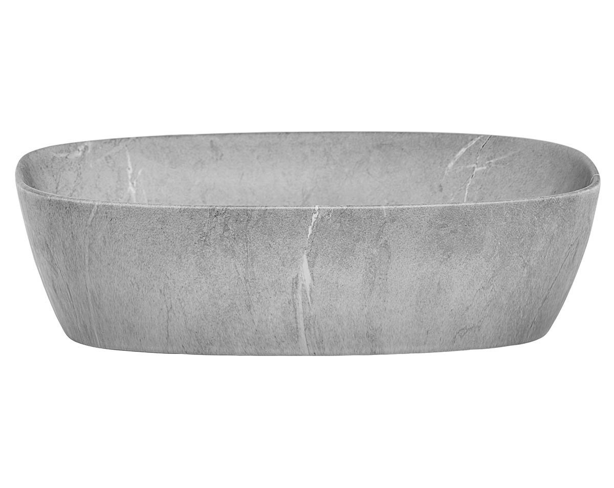 einfachgutemoebel Waschtisch-Set Aufsatz-Waschbecken 50cm marmoriert, Keramik Schale, grau, (Waschbecken, 1-St., Waschbecken) Bild 2