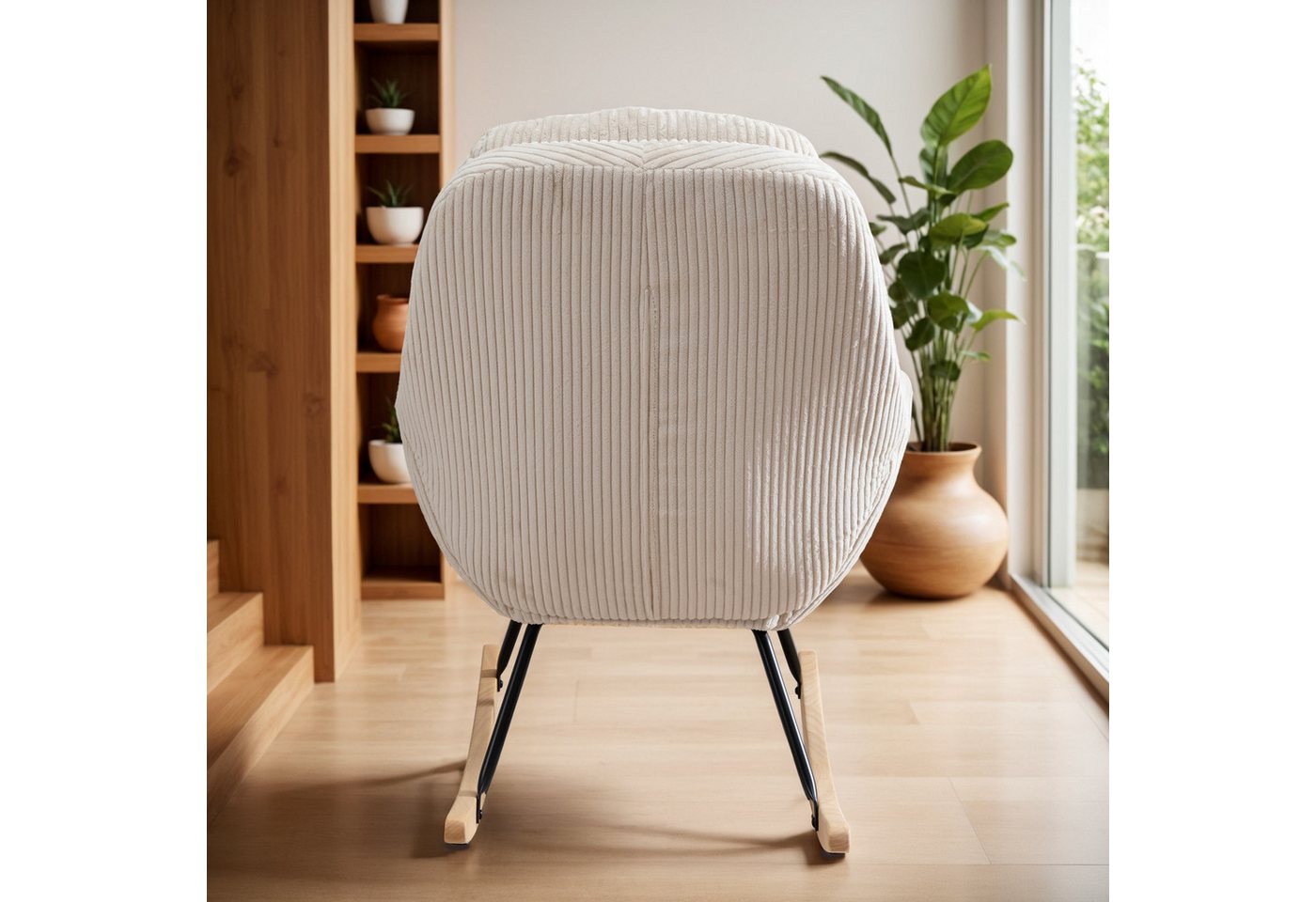 HAUSS SPOLE Schaukelstuhl Relaxsessel Polstersessel mit Taschenfederkern, Cordstoff,Metallrahmen